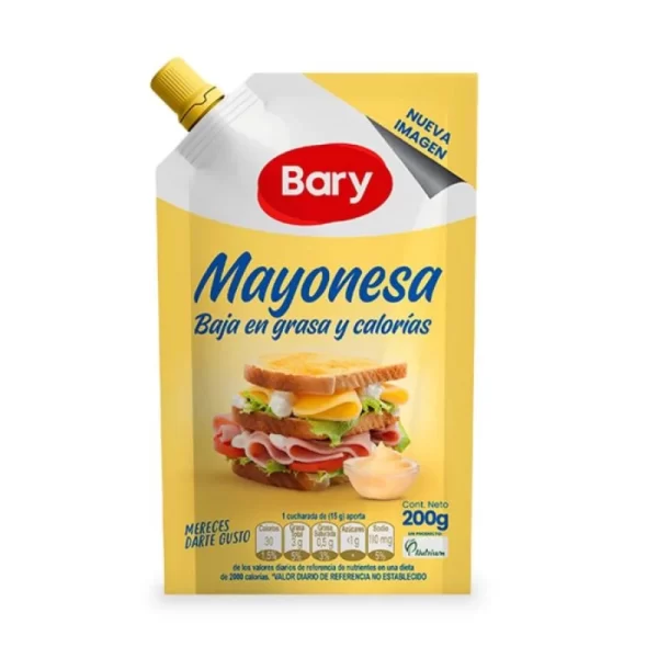 Salsa mayonesa bary baja en grasa y calorías 200 gramos